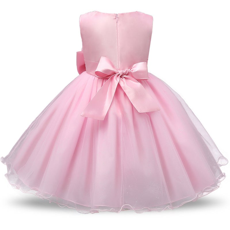 NNJXD Girl Sleeveless Lace 3D Flower Tutu Holiday Princess Dresses Size 5-6 Years Pink - Image 2